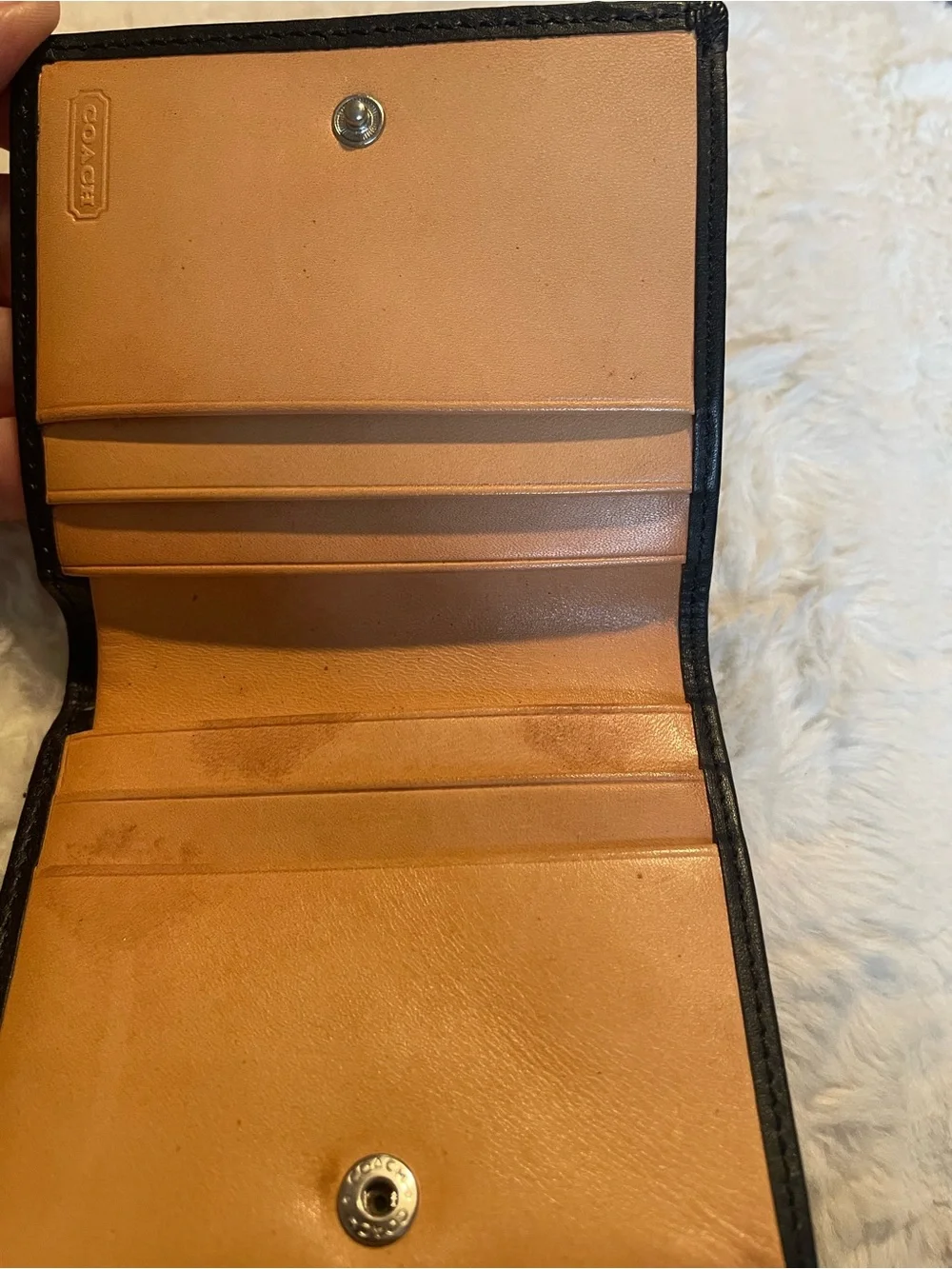 Coach Vintage Black Signature Canvas Wallet with Silver Buckle Accent